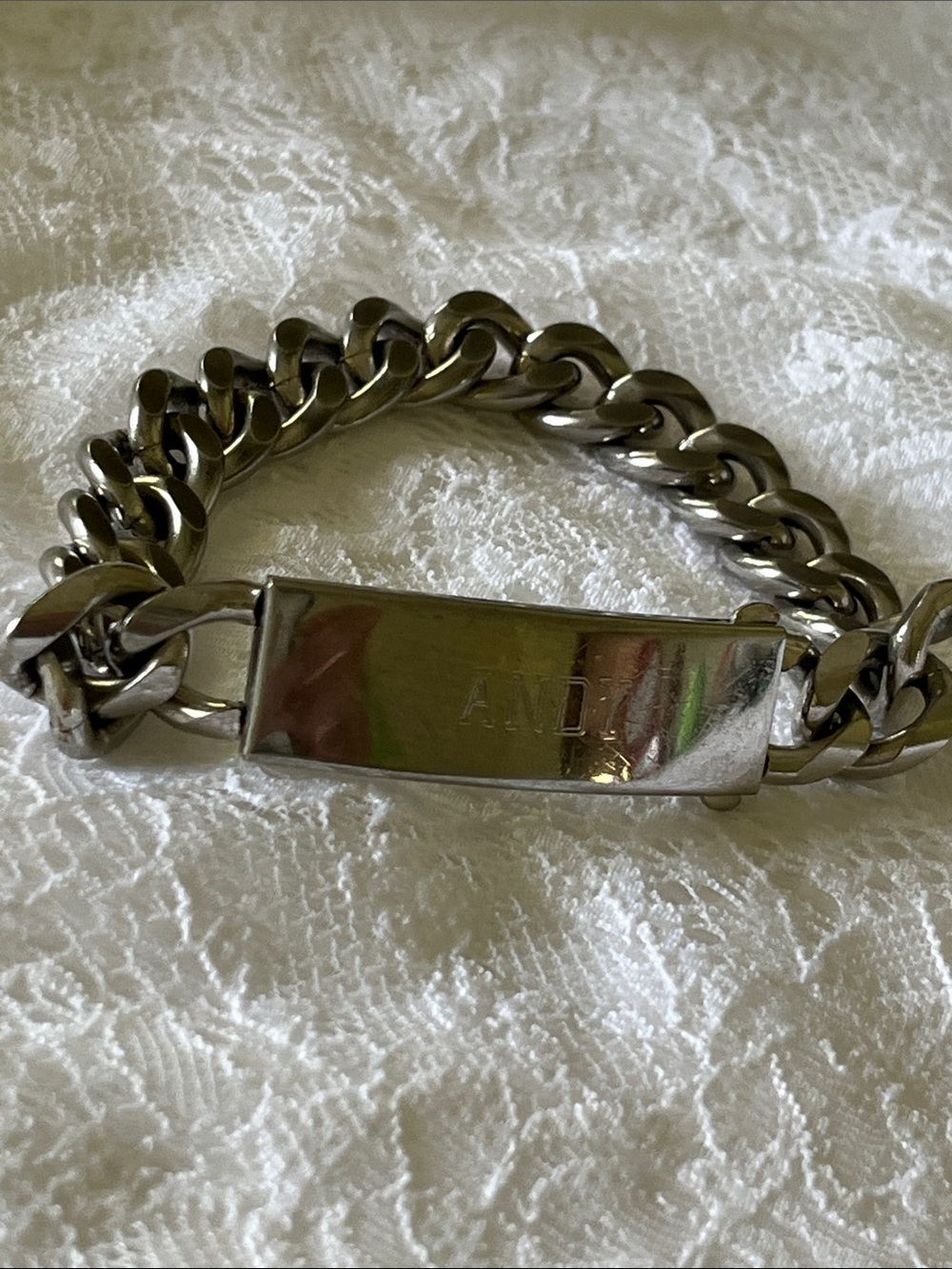 ID (ANDY) Curb Chain Bracelet - Silver